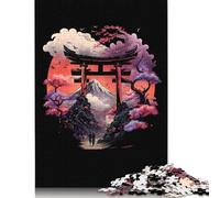 500 Piece Torii Gate An Fuji Mount 2 Square Jigsaw Puzzles for Adults, Wooden Puzzles Learning Educational Toy 500pcs (52x38cm)