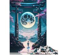 500 Piece Torii Gate Japan Night Creative Square Jigsaw Puzzles for Adults & Wooden Puzzles Educational Toys 500pcs (52x38cm)