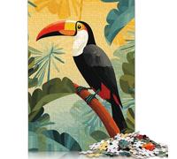 500 Piece Toucan in Tropical Jungle Creative Square Jigsaw Puzzles for Adults & Wooden Puzzles Stress Relief Puzzle Games And Unique 500pcs (52x38cm)