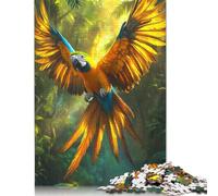 500 Piece Tropical Majestic Macaw in Rainforest Puzzles for Adults Wooden Puzzles Educational Games For Kids 500pcs (52x38cm)