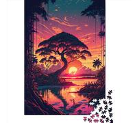 500 Piece Tropical Sunset Puzzles for Wooden Puzzles Educational Game for Adult 500pcs (52x38cm)