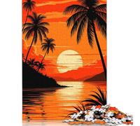 500 Piece Tropical Sunset with Palm Trees Jigsaw Puzzlesfor Adults Teenagers Wooden Puzzle Adult Jigsaw Puzzle Sustainable Puzzle for Adults | Games 500pcs (52x38cm)
