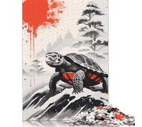 500 Piece Turtle Japanese Painting Jigsaw Puzzles for Adult Teenagers Wooden Puzzles Sustainable Puzzle for Adults | Games 500pcs (52x38cm)