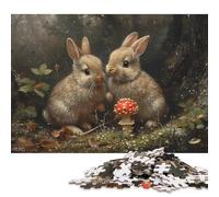 500 Piece Two Bunnies in The Forest Square Puzzles for Adults And Wooden Puzzles Family Activity 500pcs (52x38cm)