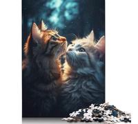500 Piece Two Cute Cat Jigsaw Puzzles for Adults Teenagers Wooden Puzzle Jigsaws for Adults Educational Game Challenge Toy 500pcs (52x38cm)