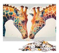 500 Piece Two Giraffe Love Square Puzzles for Adults, Wooden Puzzles Toy Wall Decor 500pcs (52x38cm)