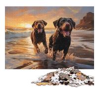 500 Piece Two Labradors on The Beach Jigsaw Puzzle for Adults And Teenager Sustainable Puzzle for Adults | Games 500pcs (52x38cm)