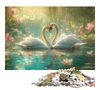 500 Piece Two Swans in Love Square Puzzles for Adults, Wooden Puzzles Toy Wall Decor 500pcs (52x38cm)