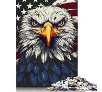 500 Piece USA Flag Bald Eagle Jigsaw Puzzles for Adult Teenagers Wooden Puzzles for Adults Puzzles Stress Relief Toys 500pcs (52x38cm)