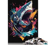500 Piece Vibrant Shark Art Puzzles for Adults Wooden Puzzles Educational Game for Children As A 500pcs (52x38cm)