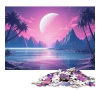 500 Piece 'Vibrant Synthwave Horizons Jigsaws for Adults Wood Puzzle Jigsaws Educational Game Challenge Toy 500pcs (52x38cm)