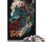 500 Piece Vibrant Wolf Jigsaw Puzzle for Adult Teenagers Wooden Puzzles for Adults Family Activity Jigsaw Puzzles 500pcs (52x38cm)