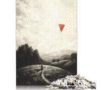 500 Piece Vintage Childhood Memories - Girl with Kite in Open Fields Jigsaw Puzzles for Adults Puzzle for Adults And Teenager Educational Game 500pcs (52x38cm)