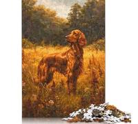 500 Piece Vintage Irish Setter Dog Square Puzzles for Adults And Wooden Puzzles Family Activity 500pcs (52x38cm)