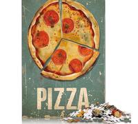 500 Piece Vintage Retro Pizza Poster Creative Square Jigsaw Puzzles for Adults & Wooden Puzzles Stress Relief Puzzle Games And Unique 500pcs (52x38cm)