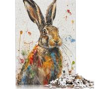 500 Piece Vivid Hare Splatter Jigsaw Puzzles for Adult Teenagers Wooden Puzzles for Adults Puzzles Stress Relief Toys 500pcs (52x38cm)