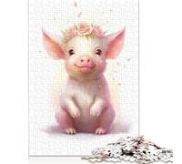 500 Piece 'Watercolor Baby Pig Piglet Jigsaw Wooden Puzzle Adult Jigsaw Puzzle Jigsaw Puzzles for Adult 500pcs (52x38cm)