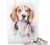 500 Piece Watercolor Beagle Dog Creative Square Jigsaw Puzzles for Adults & Wooden Puzzles Stress Relief Puzzle Games And Unique 500pcs (52x38cm)