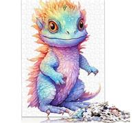 500 Piece 'Watercolor Bearded Dragon Square Puzzle for Adults Wooden Puzzles Educational Puzzle Family Game 500pcs (52x38cm)