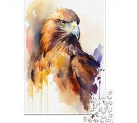 500 Piece Watercolor Eagle Puzzles for Adults Wooden Puzzles Educational Game for Children As A 500pcs (52x38cm)