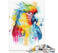 500 Piece 'Watercolor Macaw Painting Square Puzzle for Adults Wooden Puzzles Educational Puzzle Family Game 500pcs (52x38cm)
