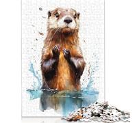500 Piece Watercolor Otter Puzzles For Adults Wooden Puzzles Brain Teaser Puzzles For Children 500pcs (52x38cm)