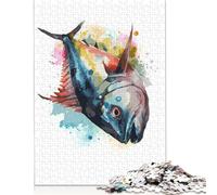 500 Piece 'Watercolor Piranha Art Puzzles for Adults & Wooden Puzzles Educational Puzzle Family Game 500pcs (52x38cm)