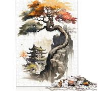 500 Piece Watercolors Japanese 10 Jigsaw Puzzlesfor Adults Teenagers Wooden Puzzle Jigsaws for Adults Educational Game Challenge Toy 500pcs (52x38cm)