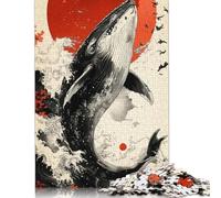 500 Piece Whale Breaching Animal Creative Square Jigsaw Puzzles for Adults & Wooden Puzzles Educational Toys 500pcs (52x38cm)