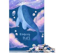 500 Piece Whale Finding Peace Jigsaw Square Puzzle for Adults & Wooden Puzzles Educational Game Challenge Toy 500pcs (52x38cm)