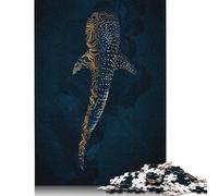 500 Piece Whale Shark in Gold Puzzles for Wooden Puzzles Educational Game for Adult 500pcs (52x38cm)