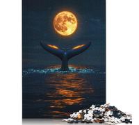 500 Piece Whale Tail Under Full Moon Puzzles For Adults Wooden Puzzles Brain Teaser Puzzles For Children 500pcs (52x38cm)