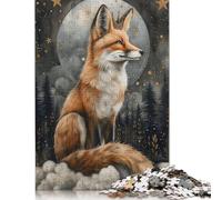 500 Piece Whimsical Red Fox Artwork Creative Square Jigsaw Puzzles for Adults And Wooden Puzzles Toy Intellectual Game 500pcs (52x38cm)