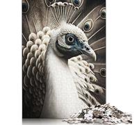 500 Piece White Peacock Portrait Creative Square Jigsaw Puzzles for Adults & Wooden Puzzles Stress Relief Puzzle Games And Unique 500pcs (52x38cm)
