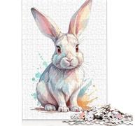 500 Piece White Rabbit Illustration Jigsaw Square Puzzle for Adults & Wooden Puzzles Educational Game Challenge Toy 500pcs (52x38cm)