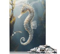 500 Piece White Seahorse Underwater Jigsaw Puzzle for Adult Teenagers Wooden Puzzles for Adults Family Puzzle Game 500pcs (52x38cm)