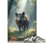 500 Piece Wild Boar in Forest Jigsaws for Adults Puzzles Wooden Puzzles Family Game for Adults And Teenagers 500pcs (52x38cm)