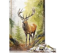 500 Piece Wild Deer Square Jigsaw Puzzles for Adults, Wooden Puzzles Learning Educational Toy 500pcs (52x38cm)