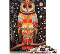 500 Piece Wise Owl Tribal Style 17 Creative Square Jigsaw Puzzles for Adults & Wooden Puzzles Stress Relief Puzzle Games And Unique 500pcs (52x38cm)