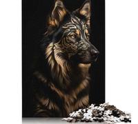 500 Piece Wolf Gold Dark Animal Jigsaw Puzzles for Adults Teenagers Puzzles for Adults & Teenager Relax Puzzles Games 500pcs (52x38cm)