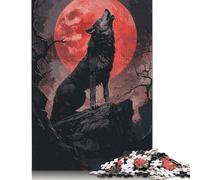 500 Piece Wolf Howling at Blood Moonre Jigsaw Puzzle for Adult Teenagers Wooden Puzzle for Adults And Teenager Brain Teaser Game 500pcs (52x38cm)