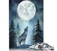 500 Piece Wolf Howling at The Moon Jigsaw Puzzles for Adult Teenagers Puzzles for Adults Brain Teaser Puzzles For Adults 500pcs (52x38cm)