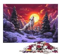500 Piece Wolf Howling at The Moon Puzzles for Wooden Puzzles Educational Game for Adult 500pcs (52x38cm)