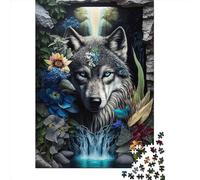 500 Piece Wolf in Mandala Jungle 2 Adult Puzzles Wooden Puzzles Educational Stress Relief Toy Puzzle 500pcs (52x38cm)