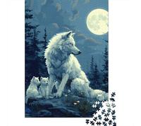 500 Piece Wolf Square Jigsaw Puzzles for Adults, Wooden Puzzles Educational Game for Children 500pcs (52x38cm)