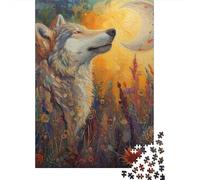 500 Piece Wolf Square Jigsaw Puzzles for Adults, Wooden Puzzles Learning Educational Toy 500pcs (52x38cm)