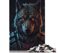 500 Piece Wolf with Glowing Eyes Square Puzzles for Adults And Wooden Puzzles Family Activity 500pcs (52x38cm)