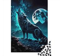 500 Piece Wolves Under The Full Moon1 Puzzles for Adults & Wooden Puzzles Educational Puzzle Family Game 500pcs (52x38cm)