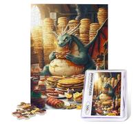 500 Piece Wooden Dragon Jigsaw Puzzle for Adults - Funny Fat Dragon Feast with Cheeky Mouse, Fantasy Animal Puzzle for Relaxation & Fun, Unique Gift for Animal Lovers & Puzzle Enthusiasts
