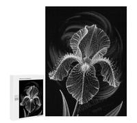 500 Piece Wooden Jigsaw Puzzle Elegant Iris Flower with Black Background - Challenging and Enjoyable Puzzle for Adults, Finished Size 21 x 15 Inches